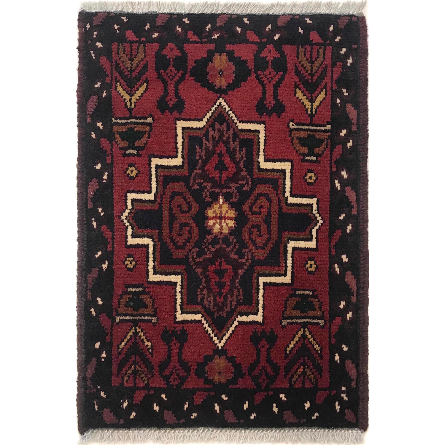 Handmade Wool Doormat Red Floral