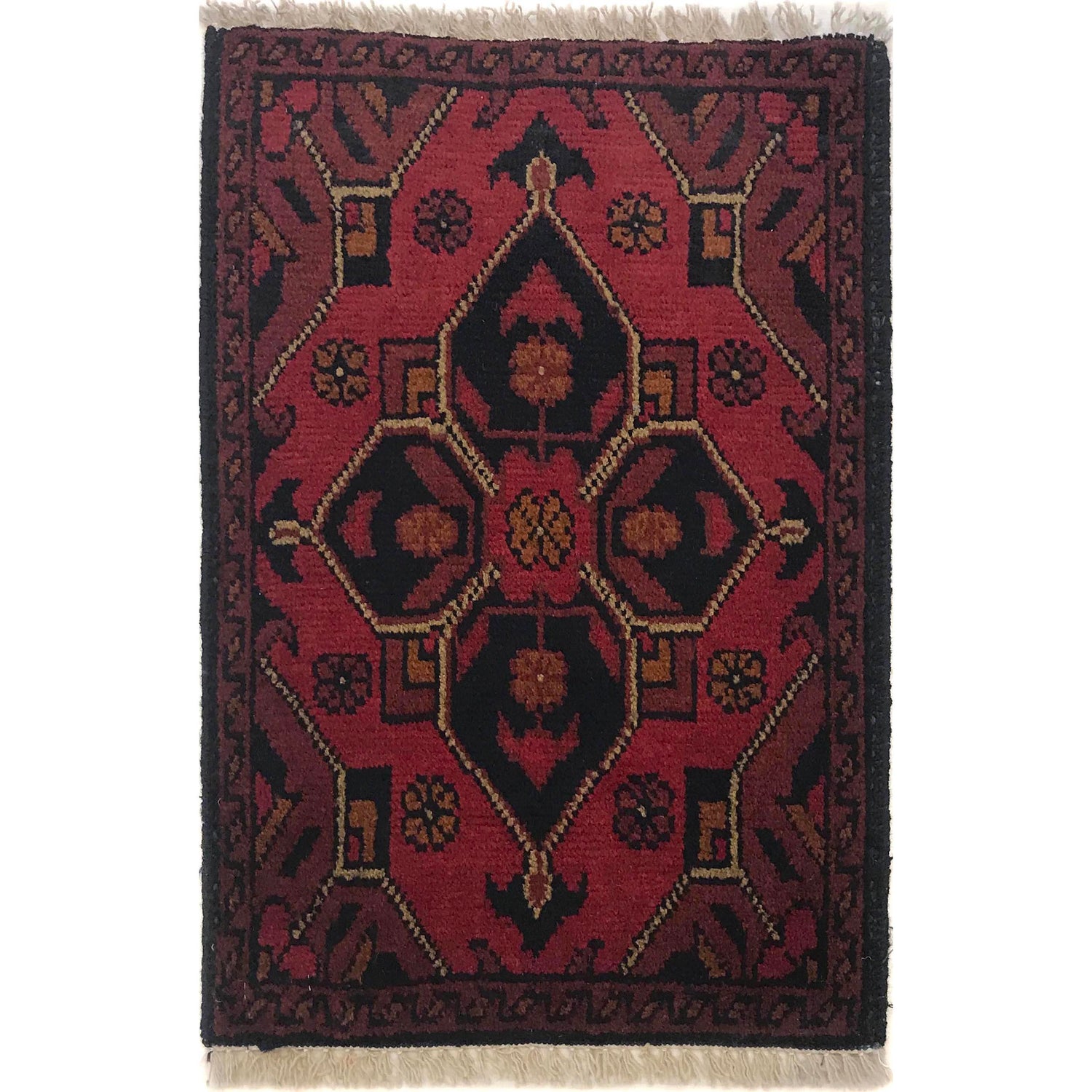 Handmade Wool Doormat Red Floral