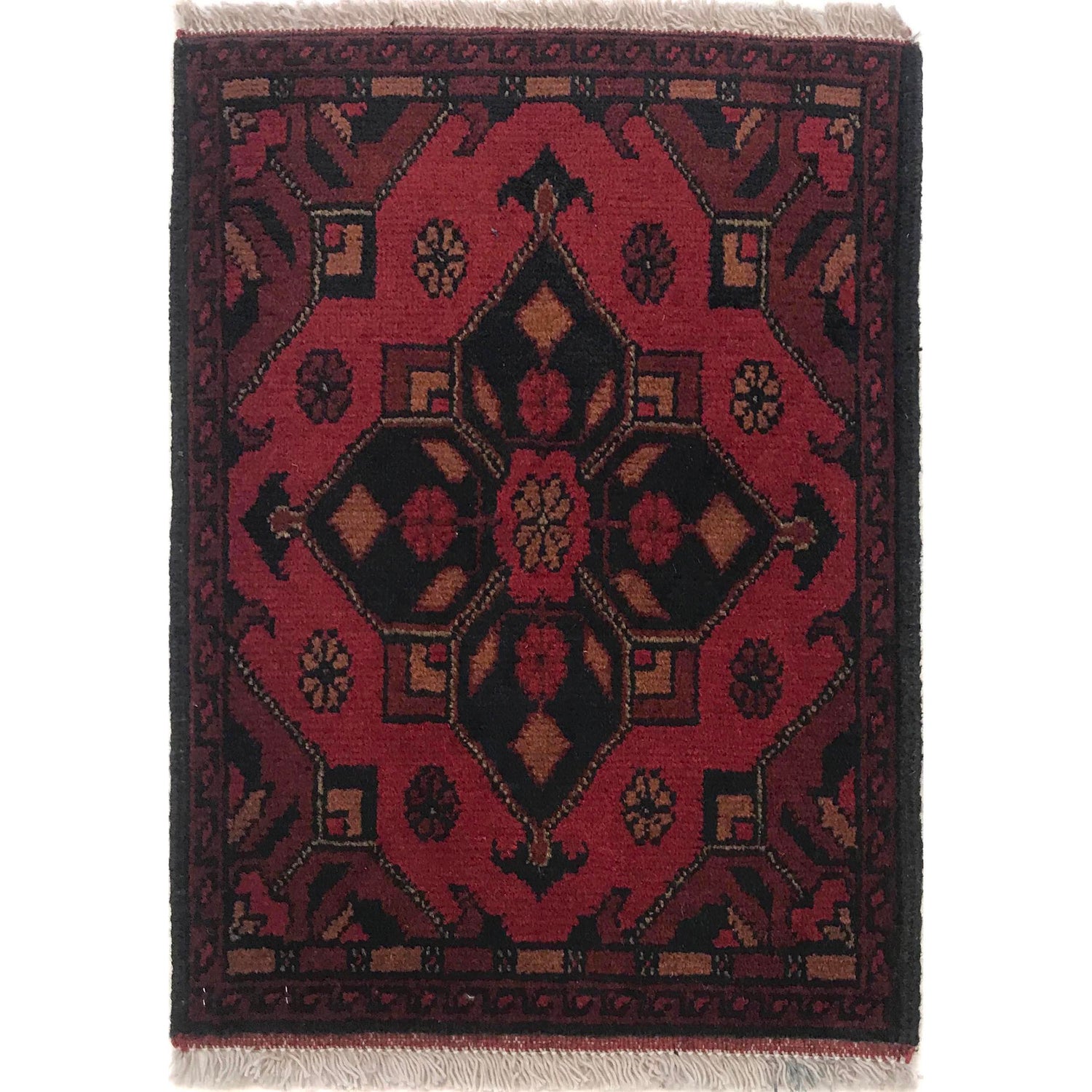 Handmade Wool Doormat Red Floral