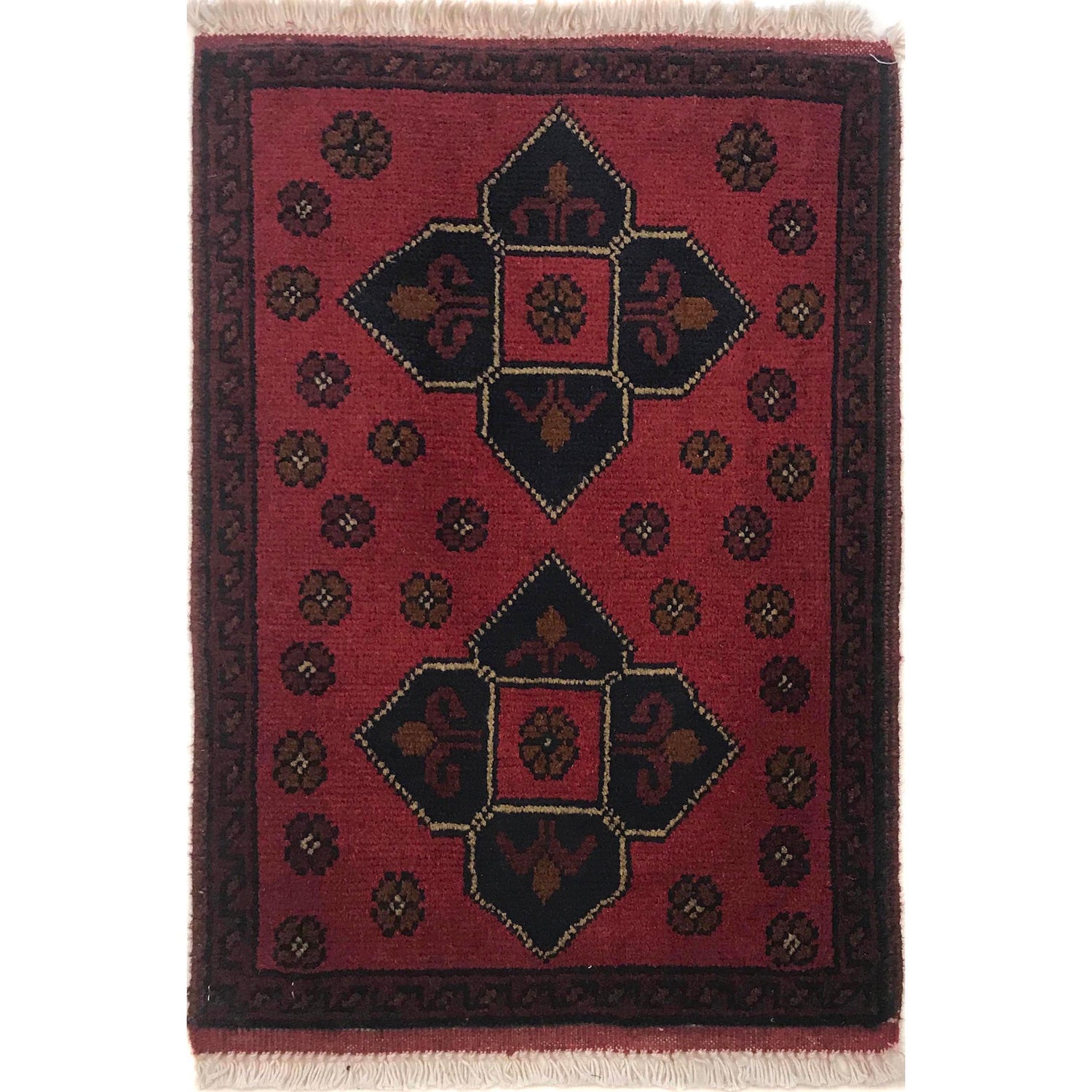 Handmade Wool Doormat Red Floral