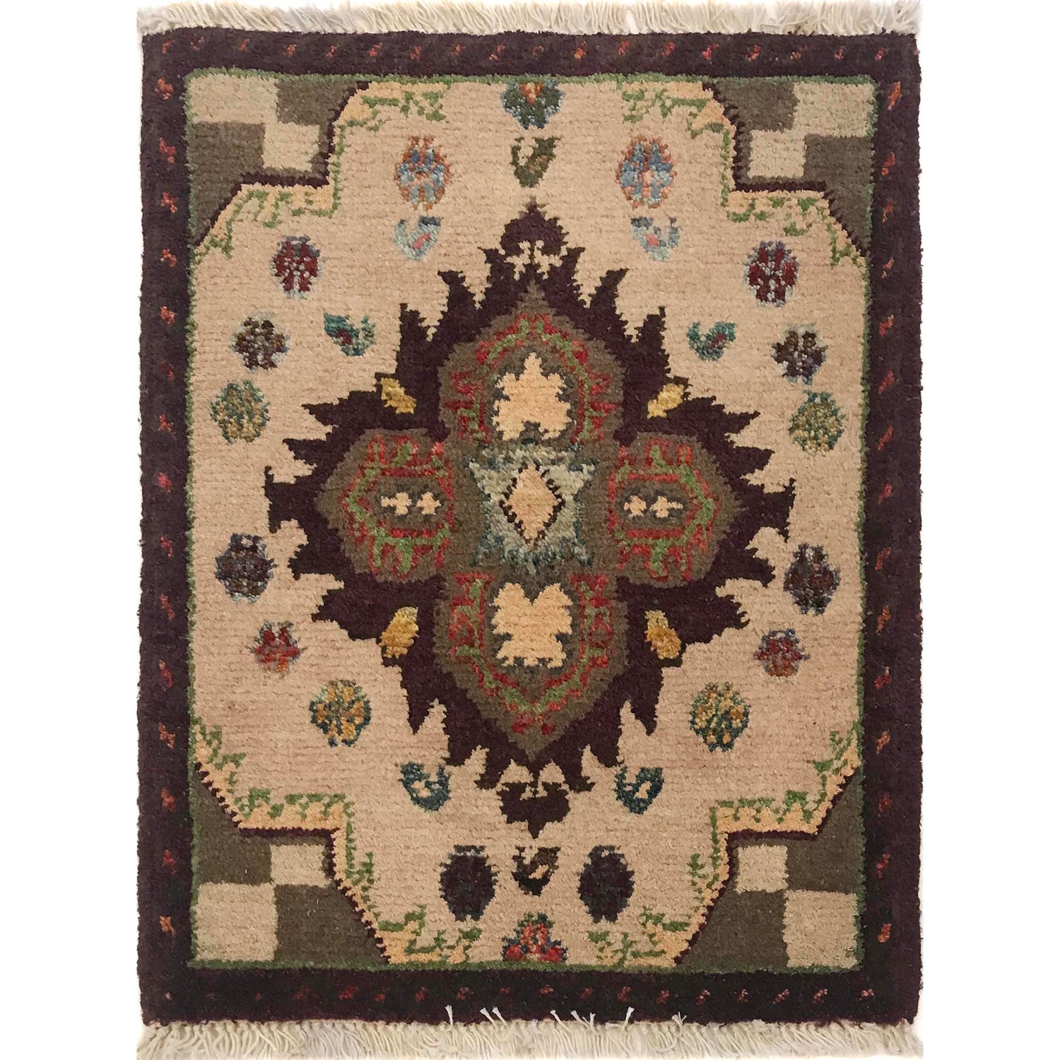 Handmade Wool Doormat Ivory Geometric