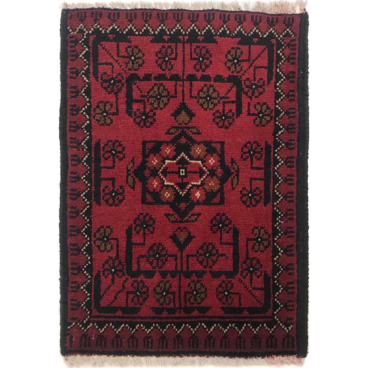 Handmade Wool Doormat Red Floral