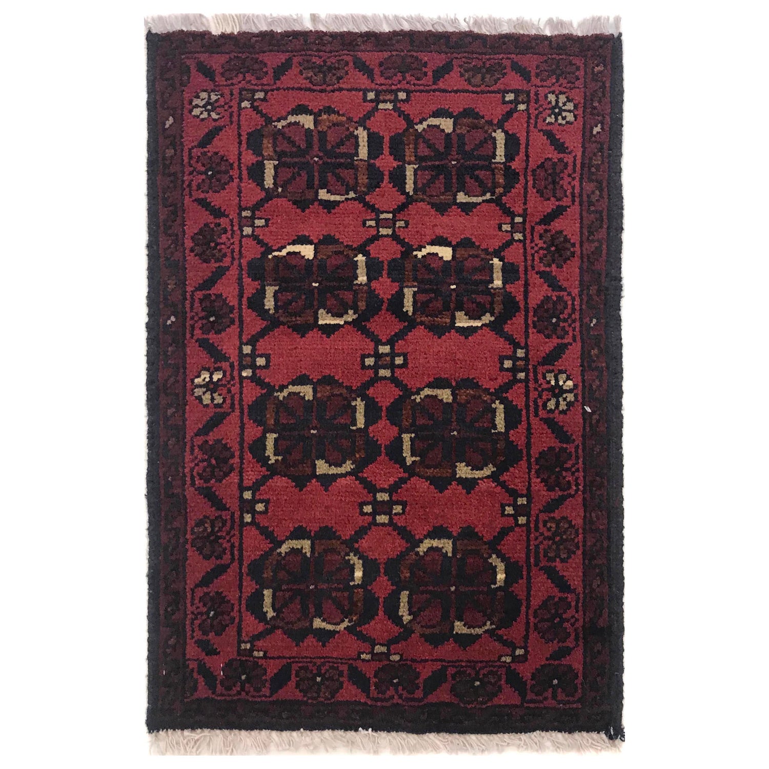 Handmade Wool Doormat Red Floral