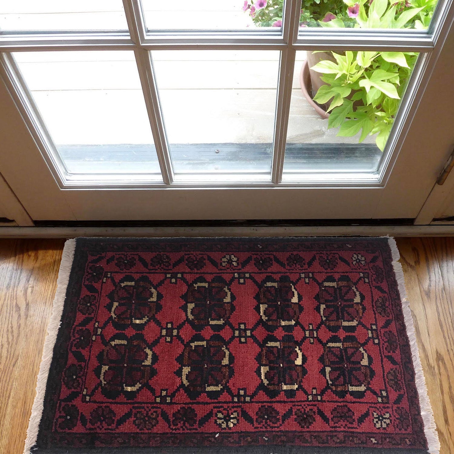 Handmade Wool Doormat Red Floral