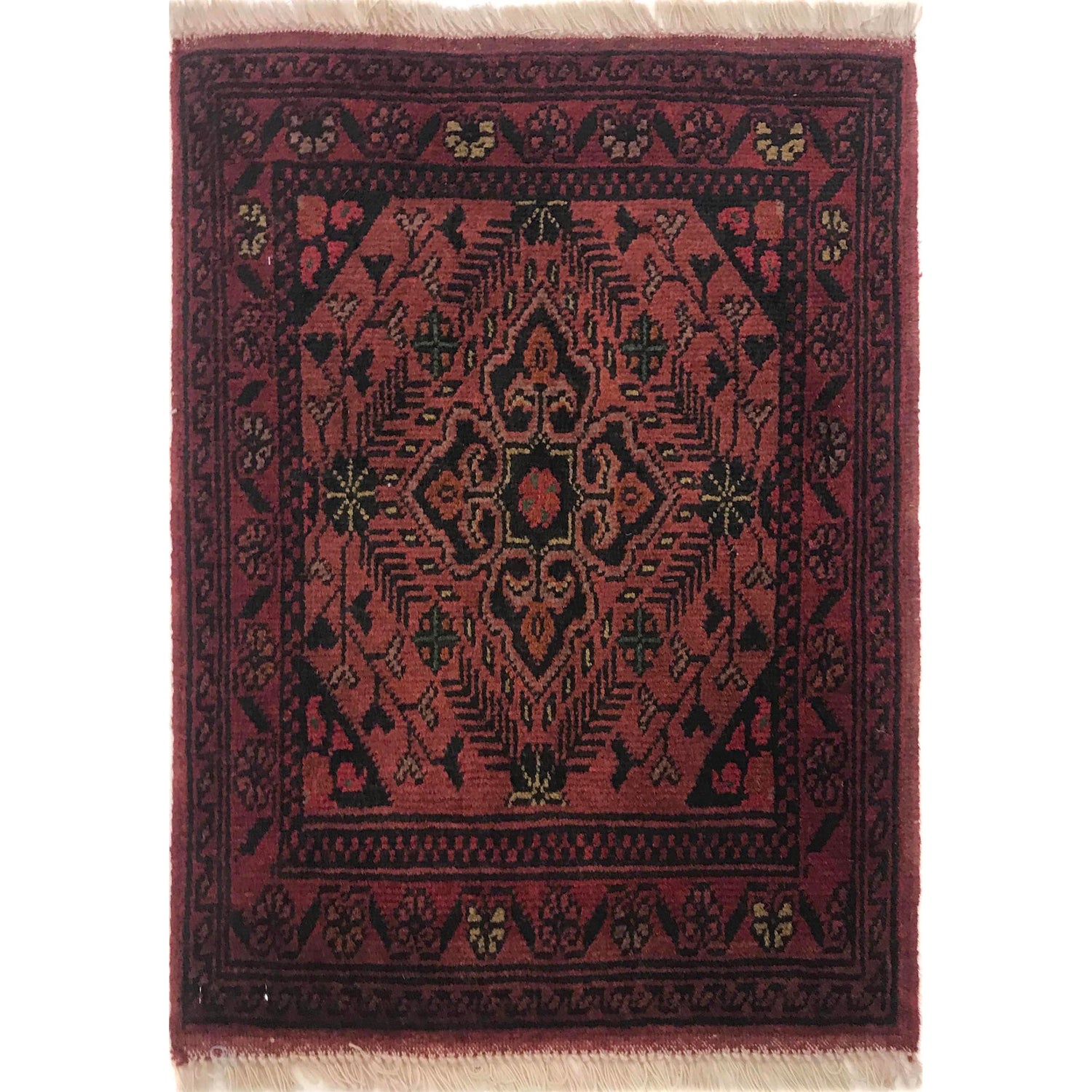 Handmade Wool Doormat Red Floral