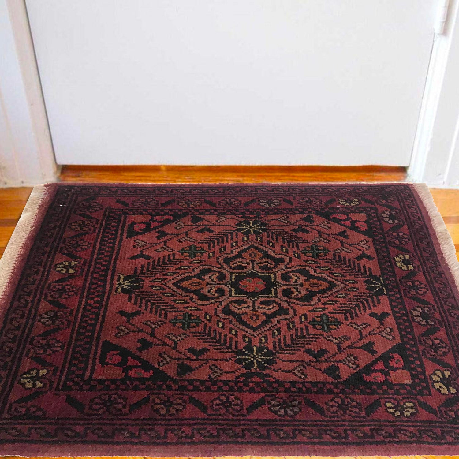 Handmade Wool Doormat Red Floral