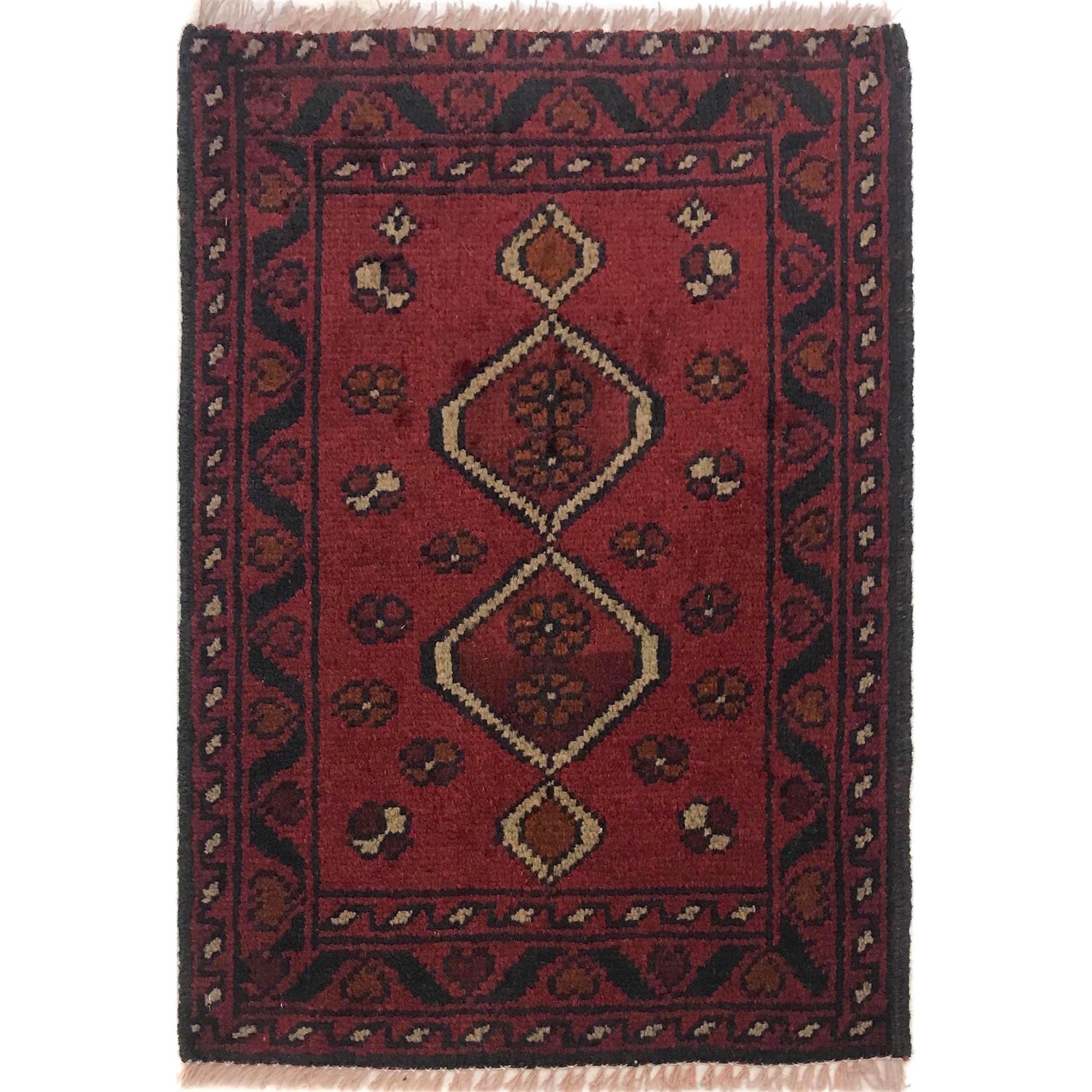 Handmade Wool Doormat Red Floral