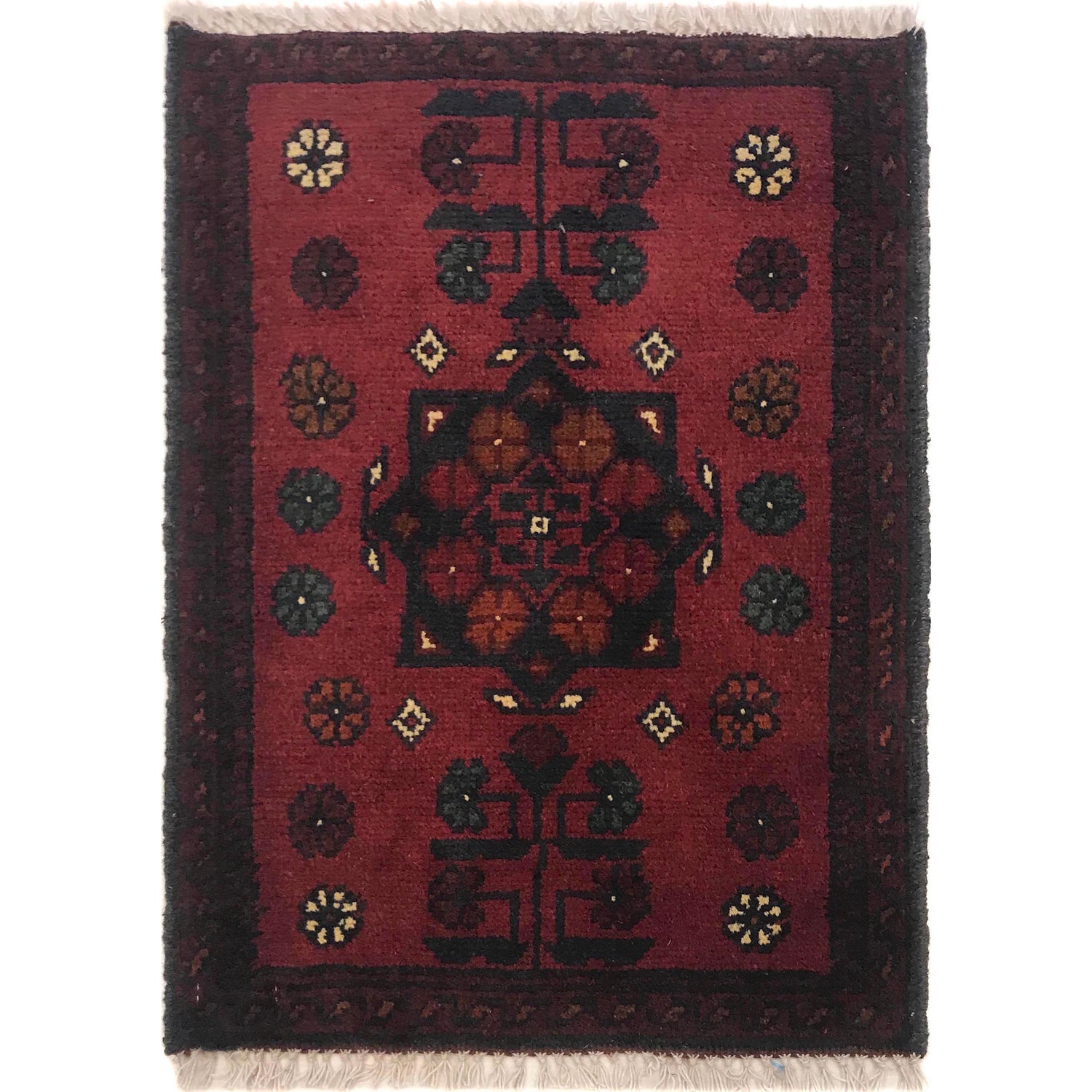 Handmade Wool Doormat Red Floral