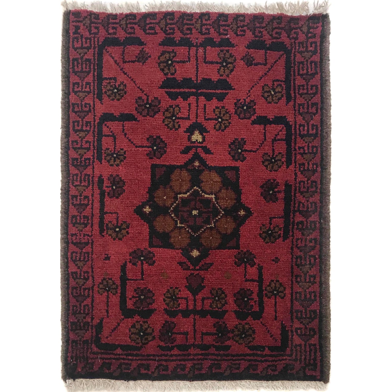 Handmade Wool Doormat Red Floral