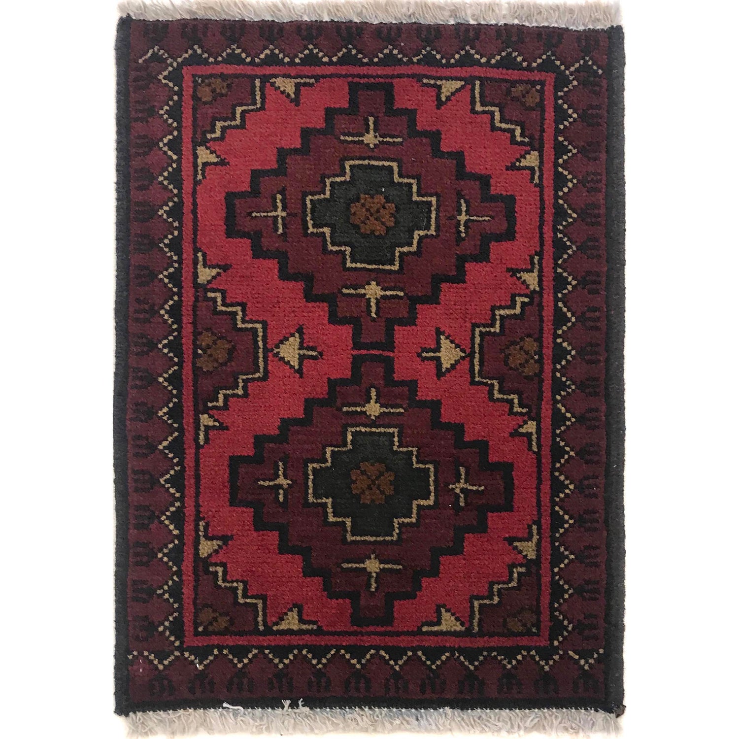 Handmade Wool Doormat Red Floral
