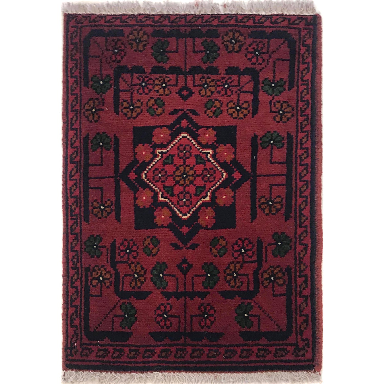 Handmade Wool Doormat Red Floral
