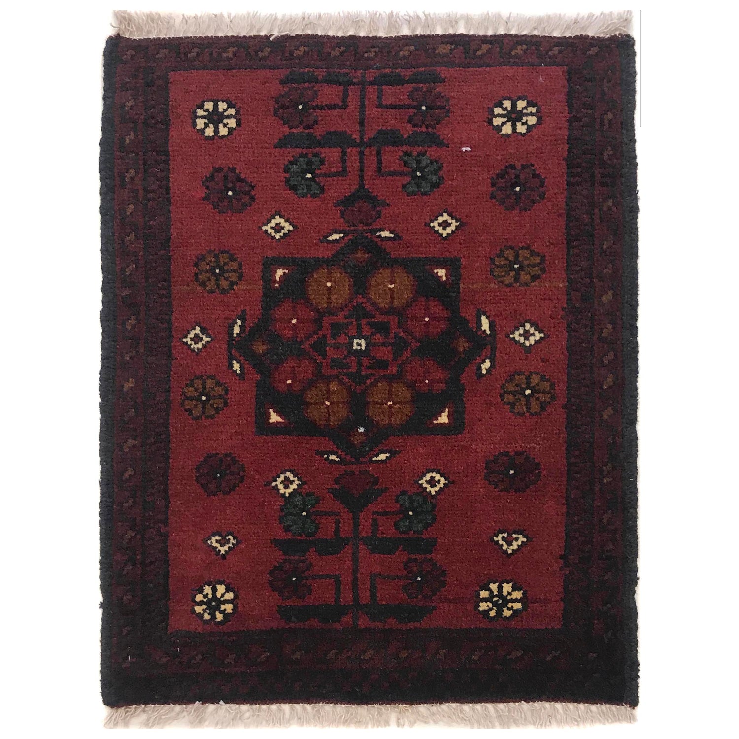 Handmade Wool Doormat Red Floral