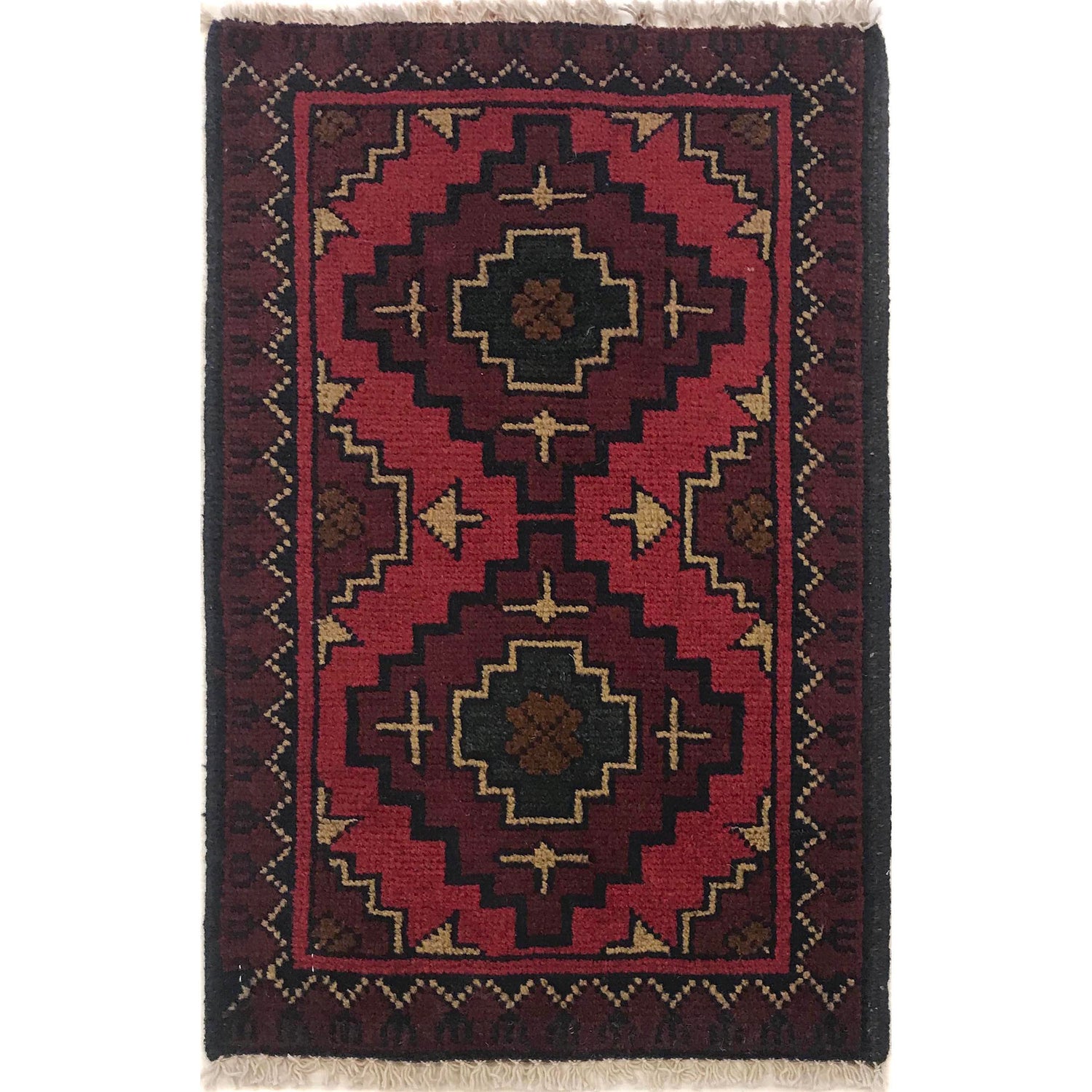Handmade Wool Doormat Red Floral