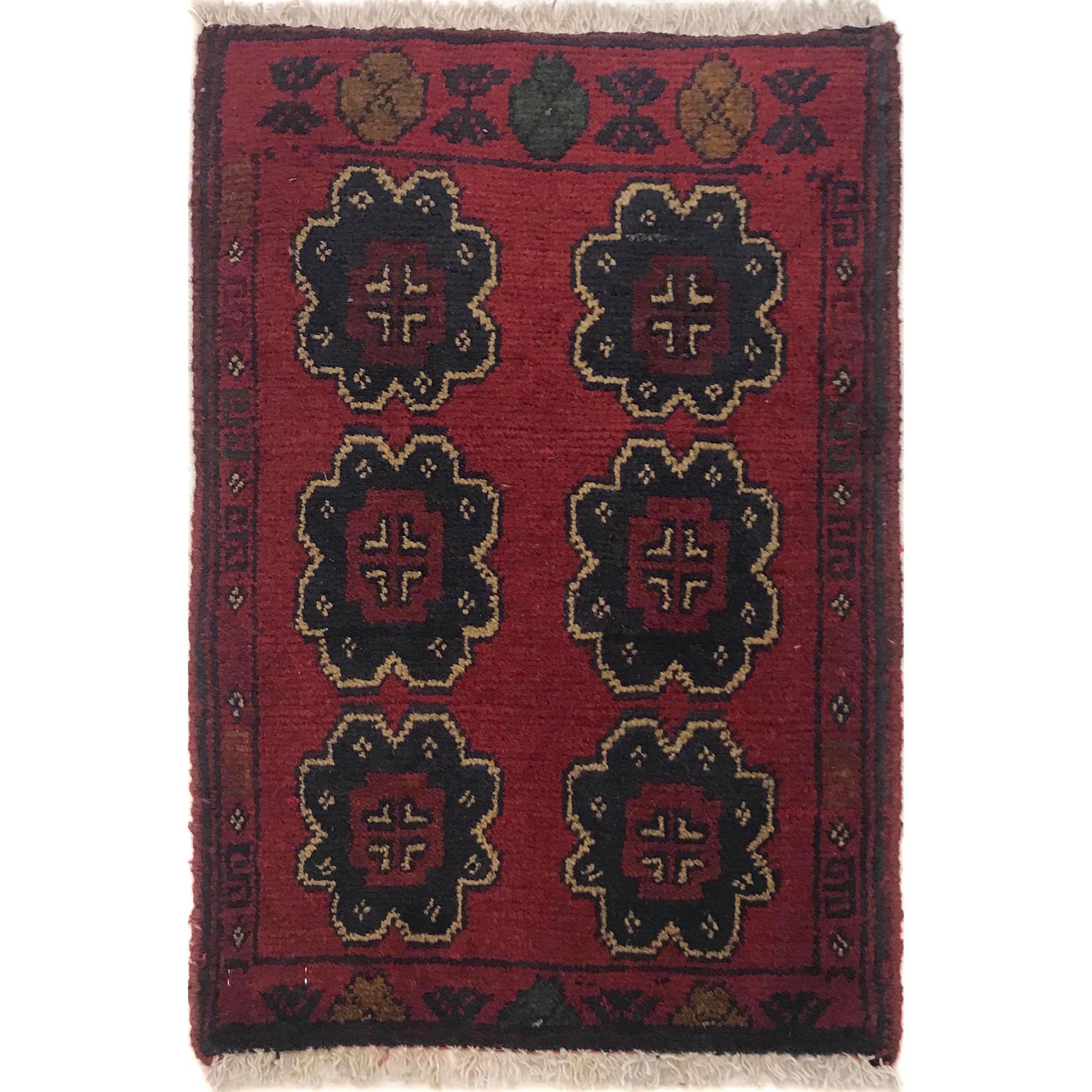 Handmade Wool Doormat Red Floral