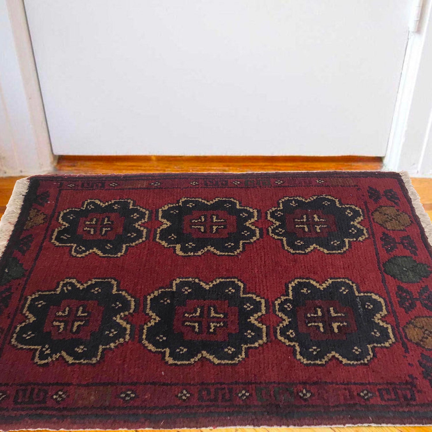 Handmade Wool Doormat Red Floral