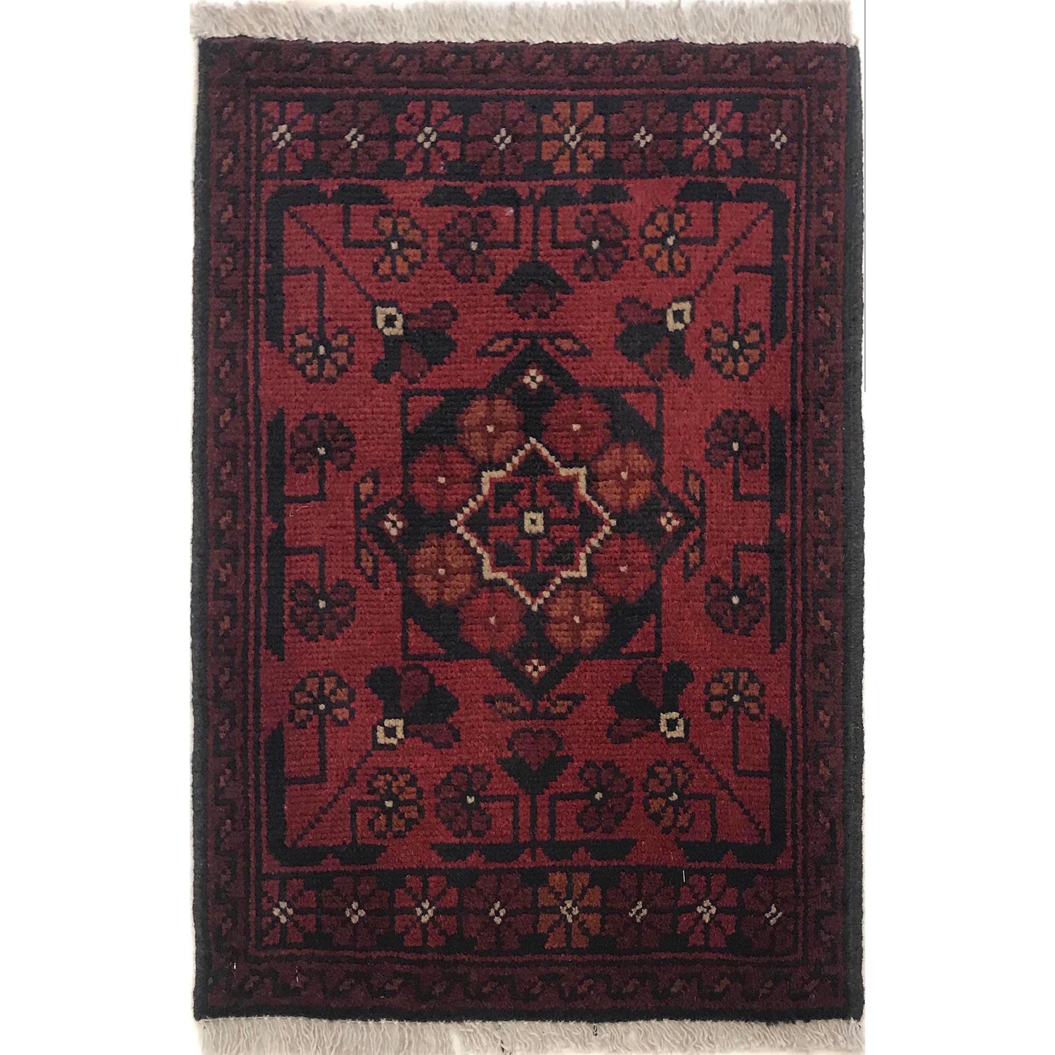 Handmade Wool Doormat Red Floral