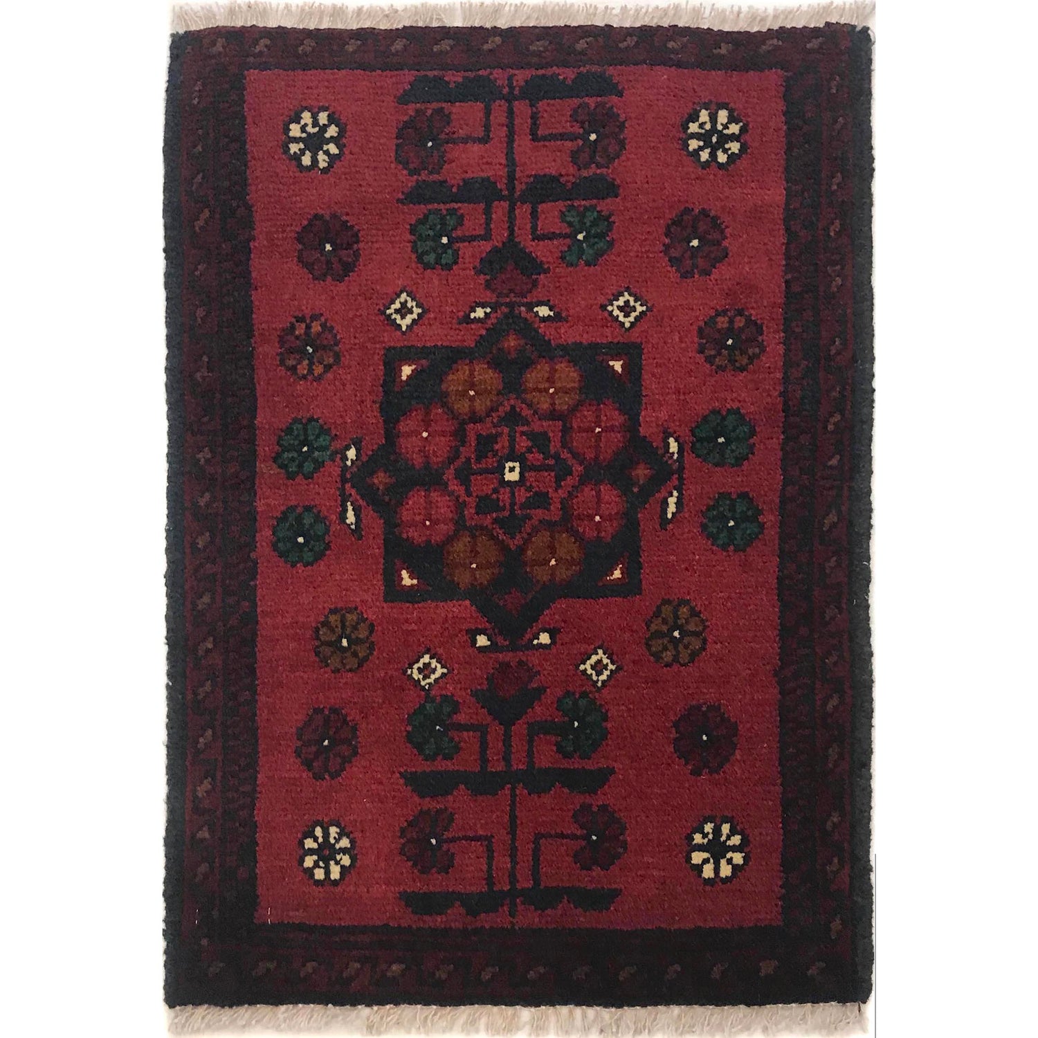 Handmade Wool Doormat Red Floral
