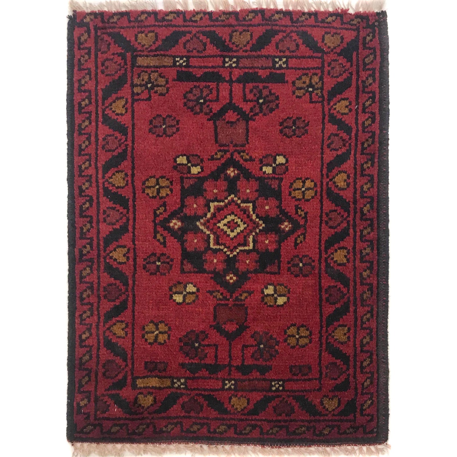 Handmade Wool Doormat Red Floral