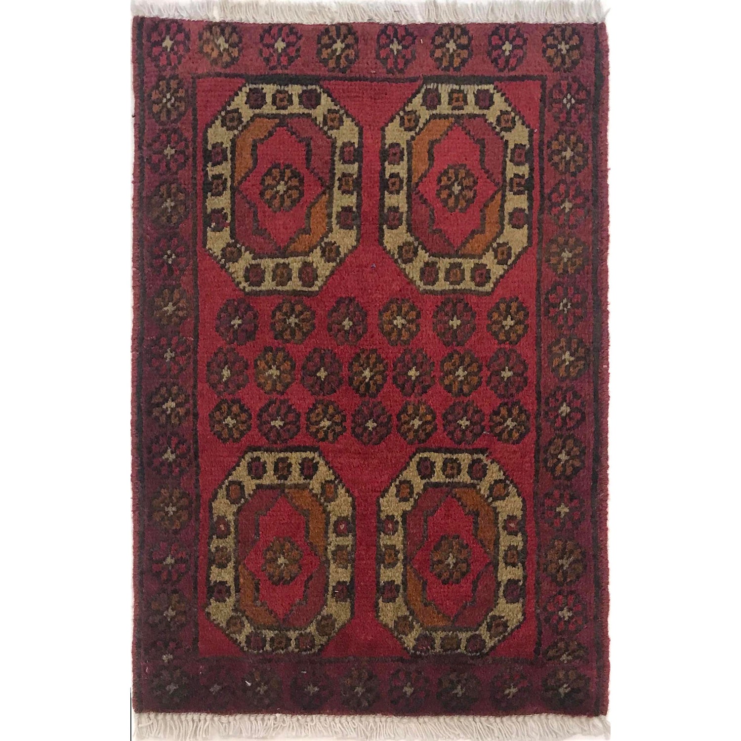 Handmade Wool Doormat Red Floral