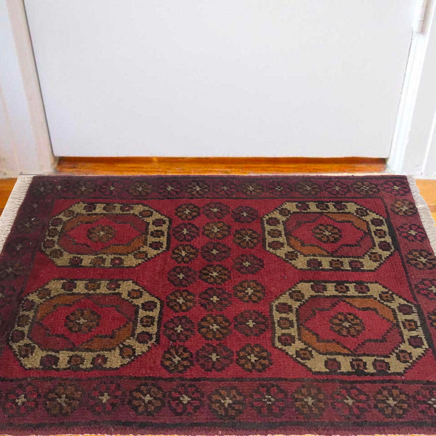 Handmade Wool Doormat Red Floral