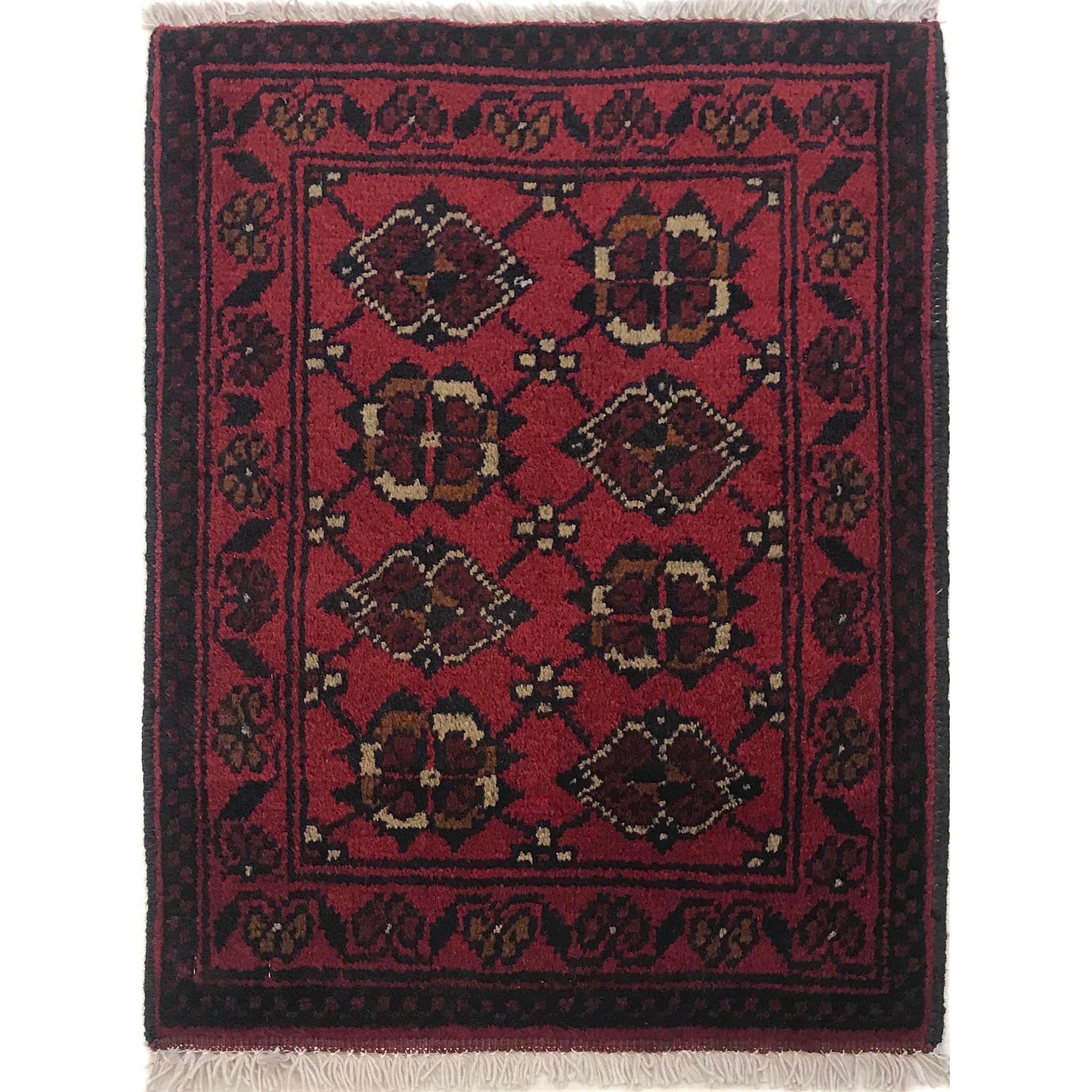 Handmade Wool Doormat Red Floral