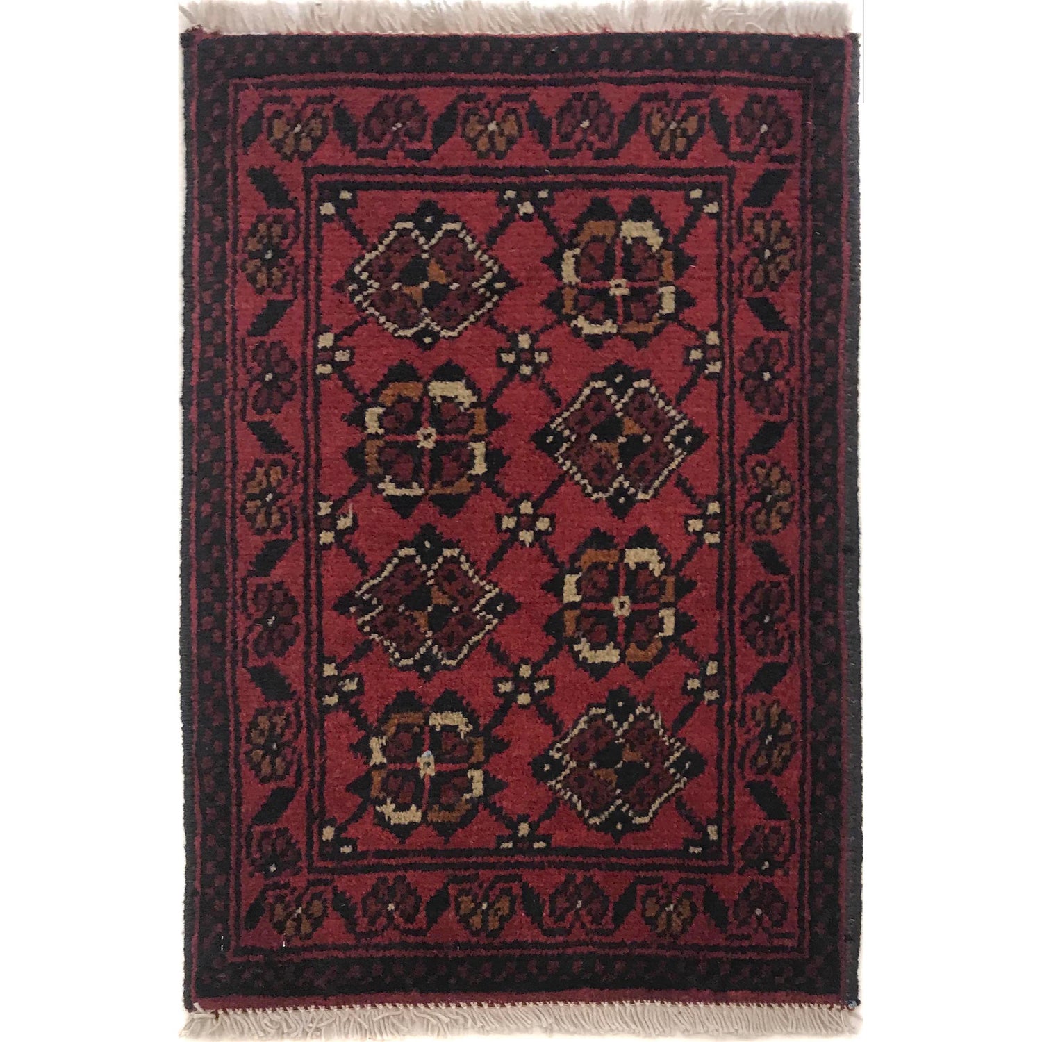 Handmade Wool Doormat Red Floral