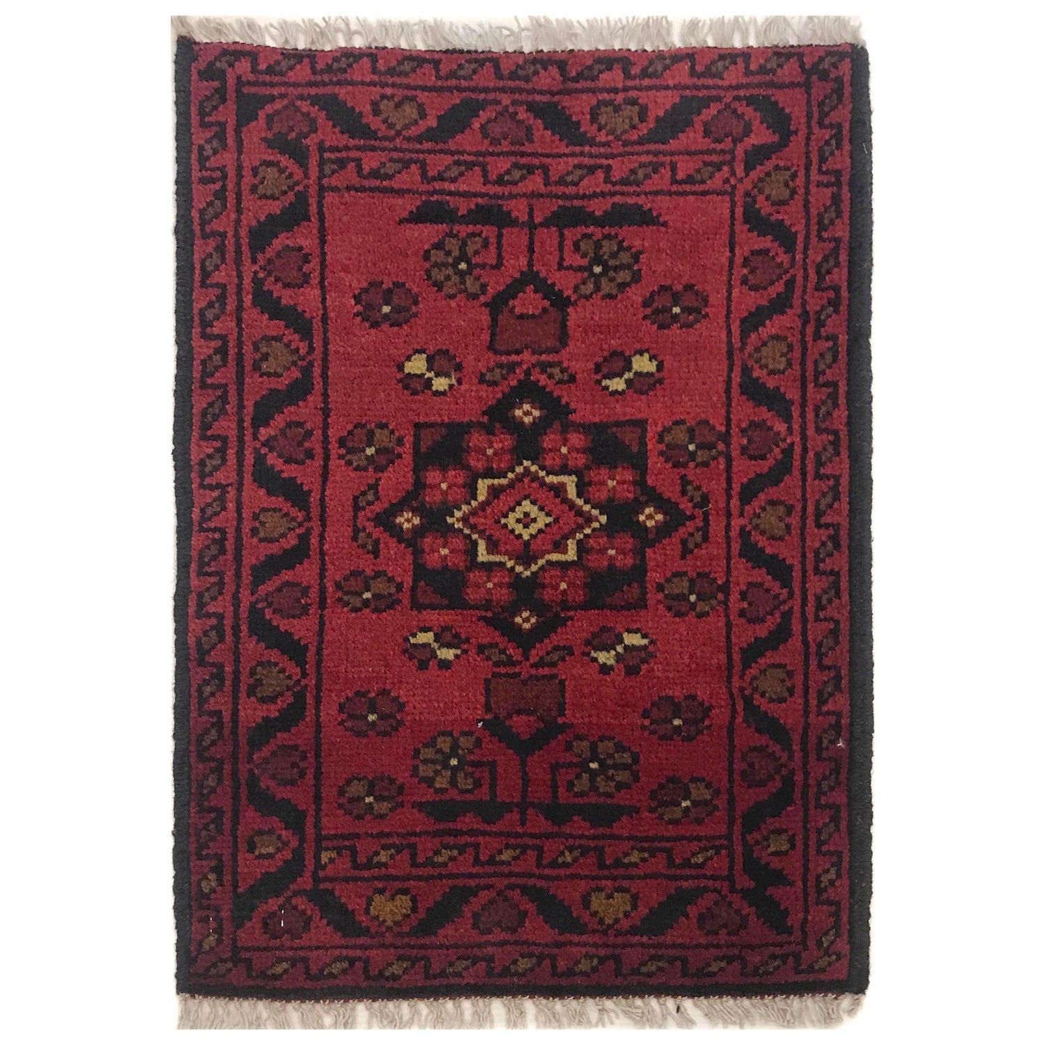 Handmade Wool Doormat Red Floral