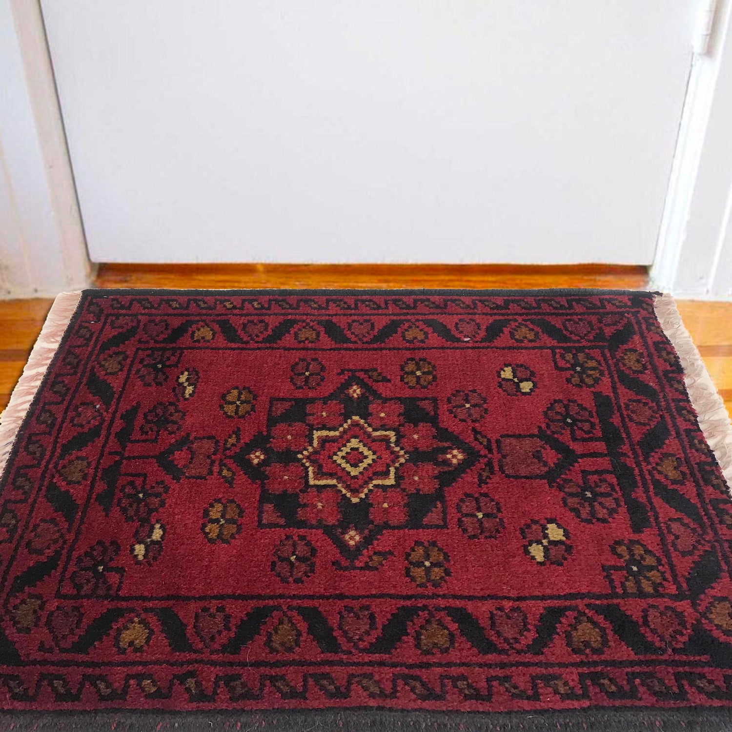 Handmade Wool Doormat Red Floral