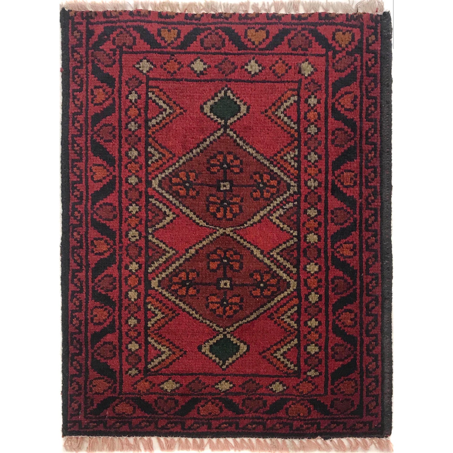Handmade Wool Doormat Red Floral