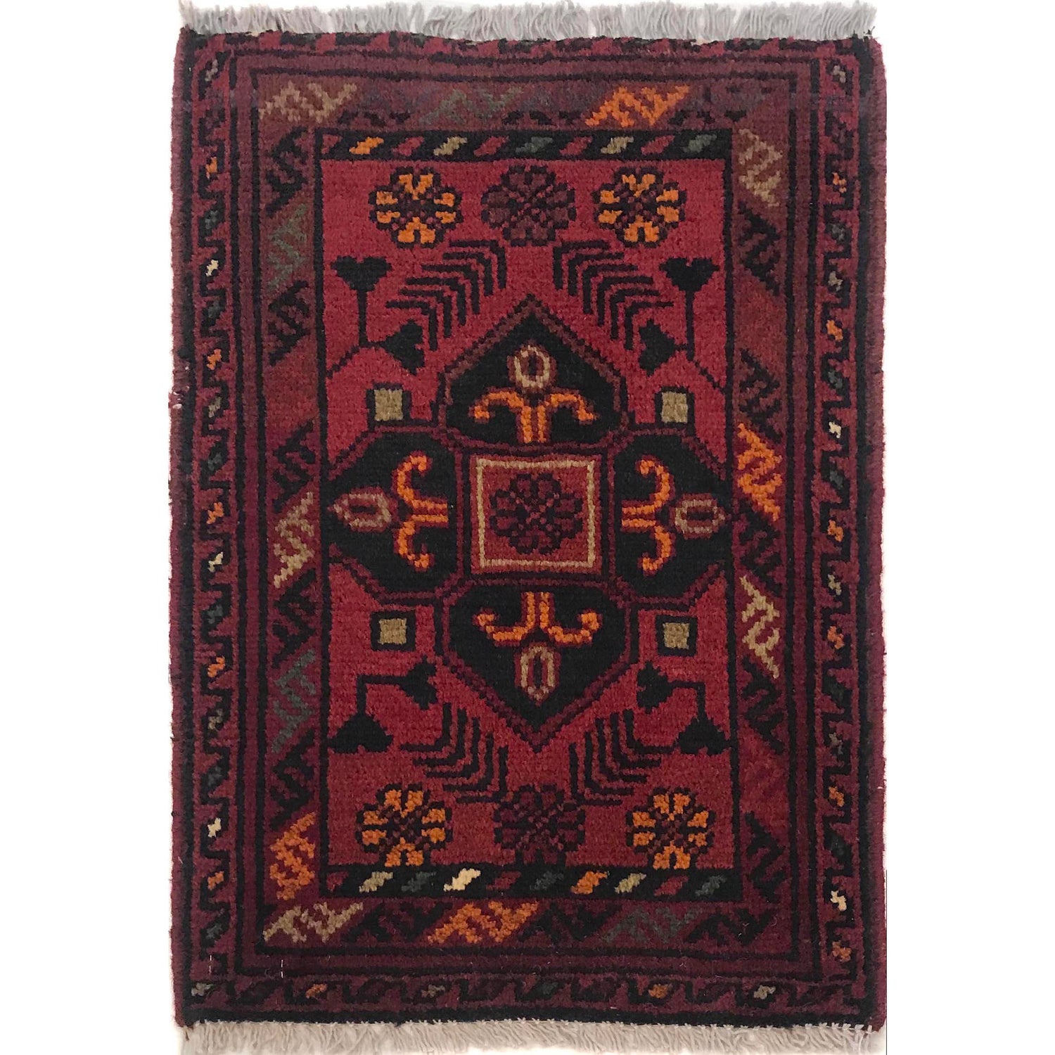 Handmade Wool Doormat Red Floral
