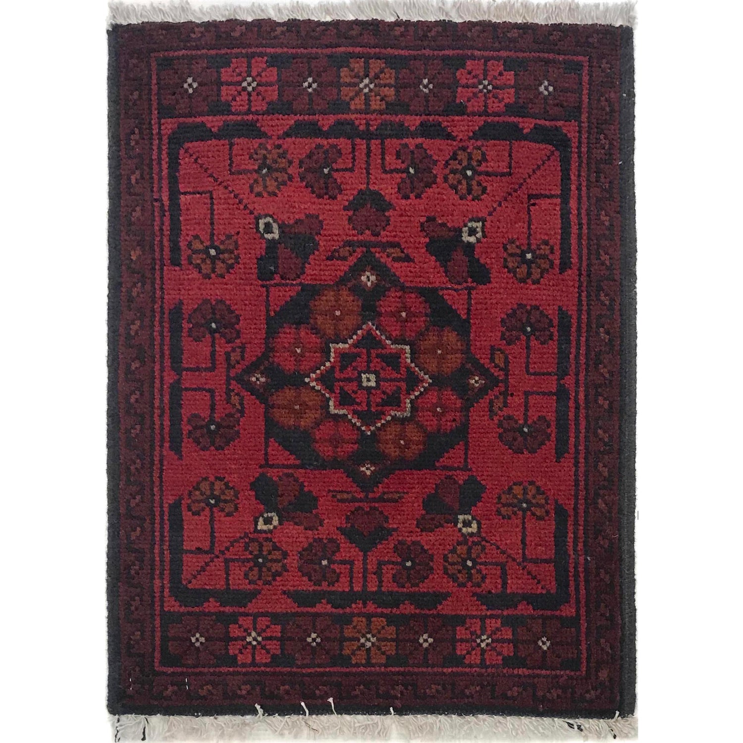 Handmade Wool Doormat Red Floral