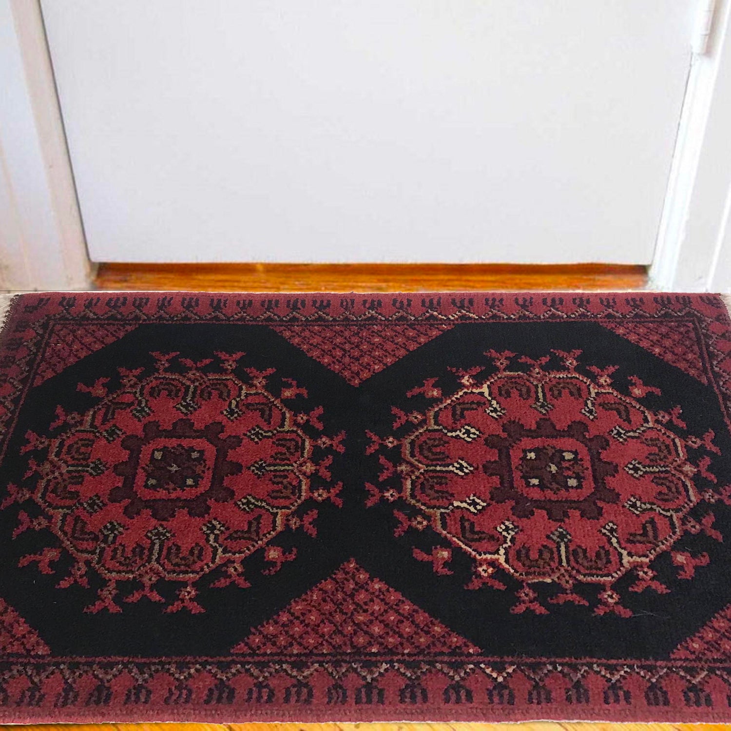 Handmade Wool Doormat Red Floral