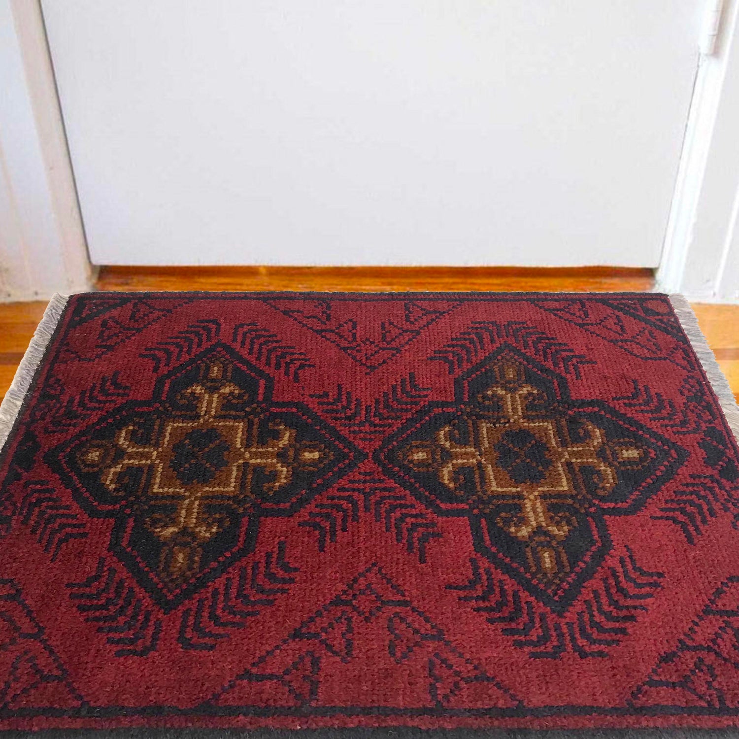 Handmade Wool Doormat Red Floral