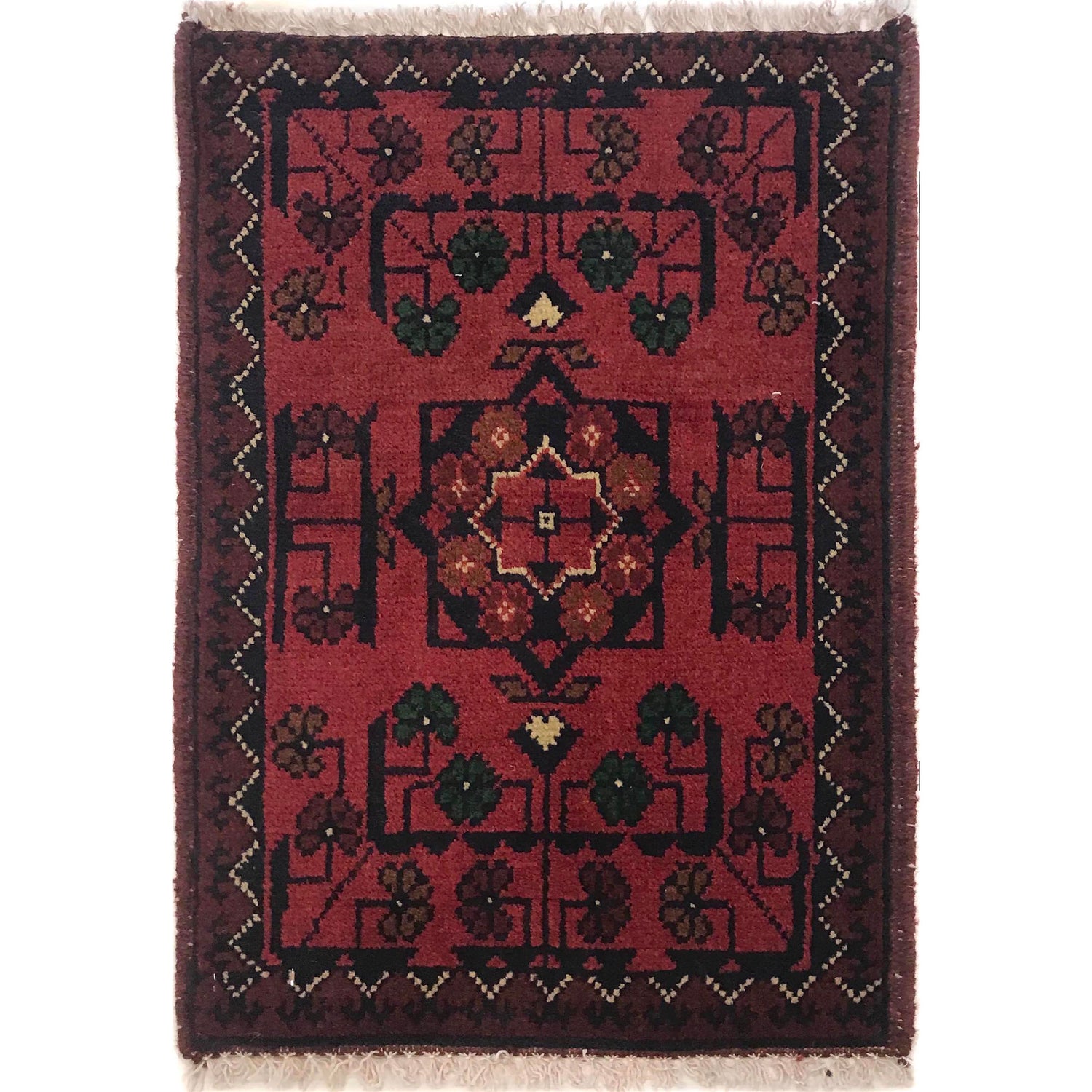 Handmade Wool Doormat Red Floral