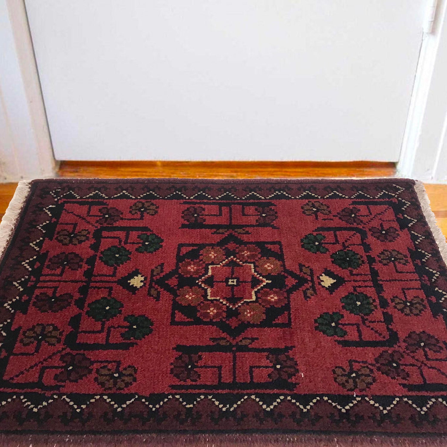 Handmade Wool Doormat Red Floral