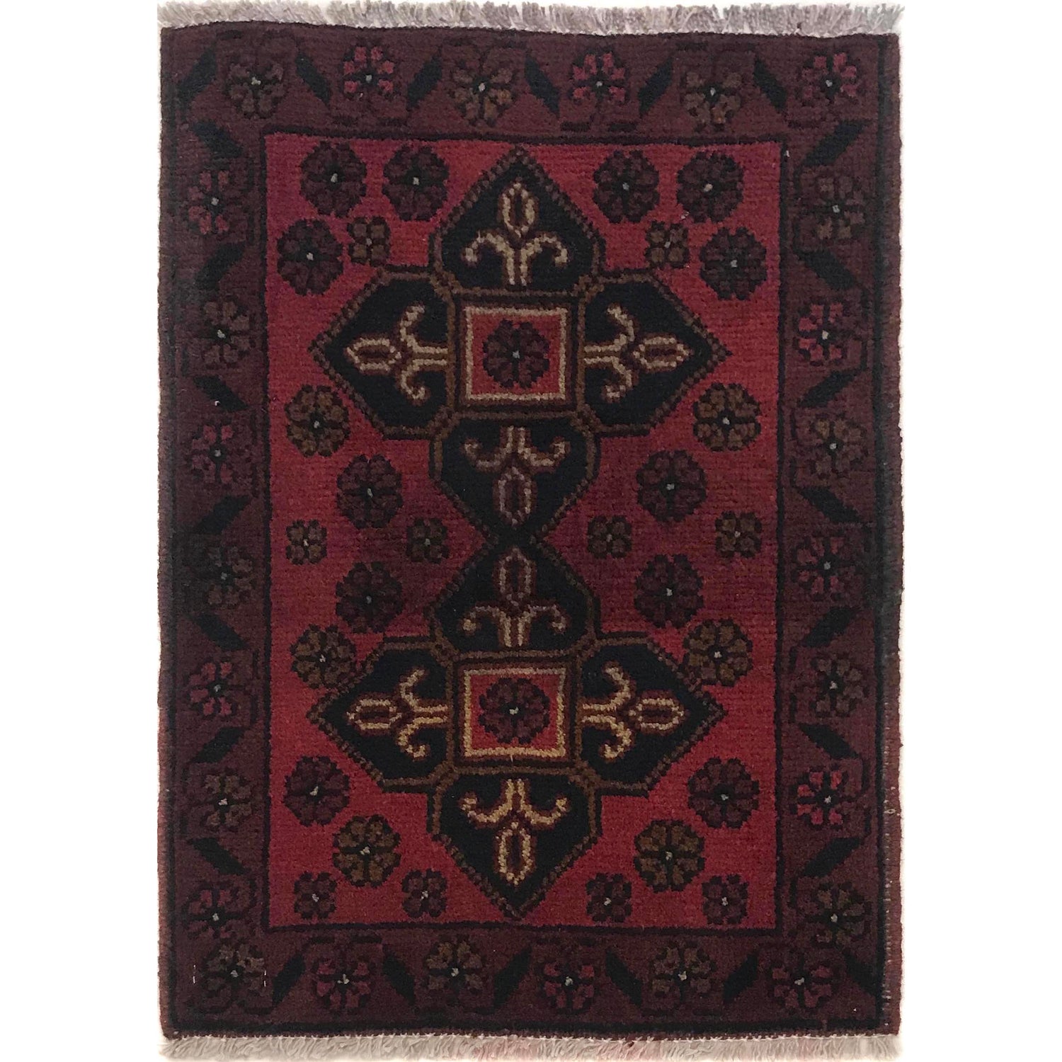 Handmade Wool Doormat Red Floral