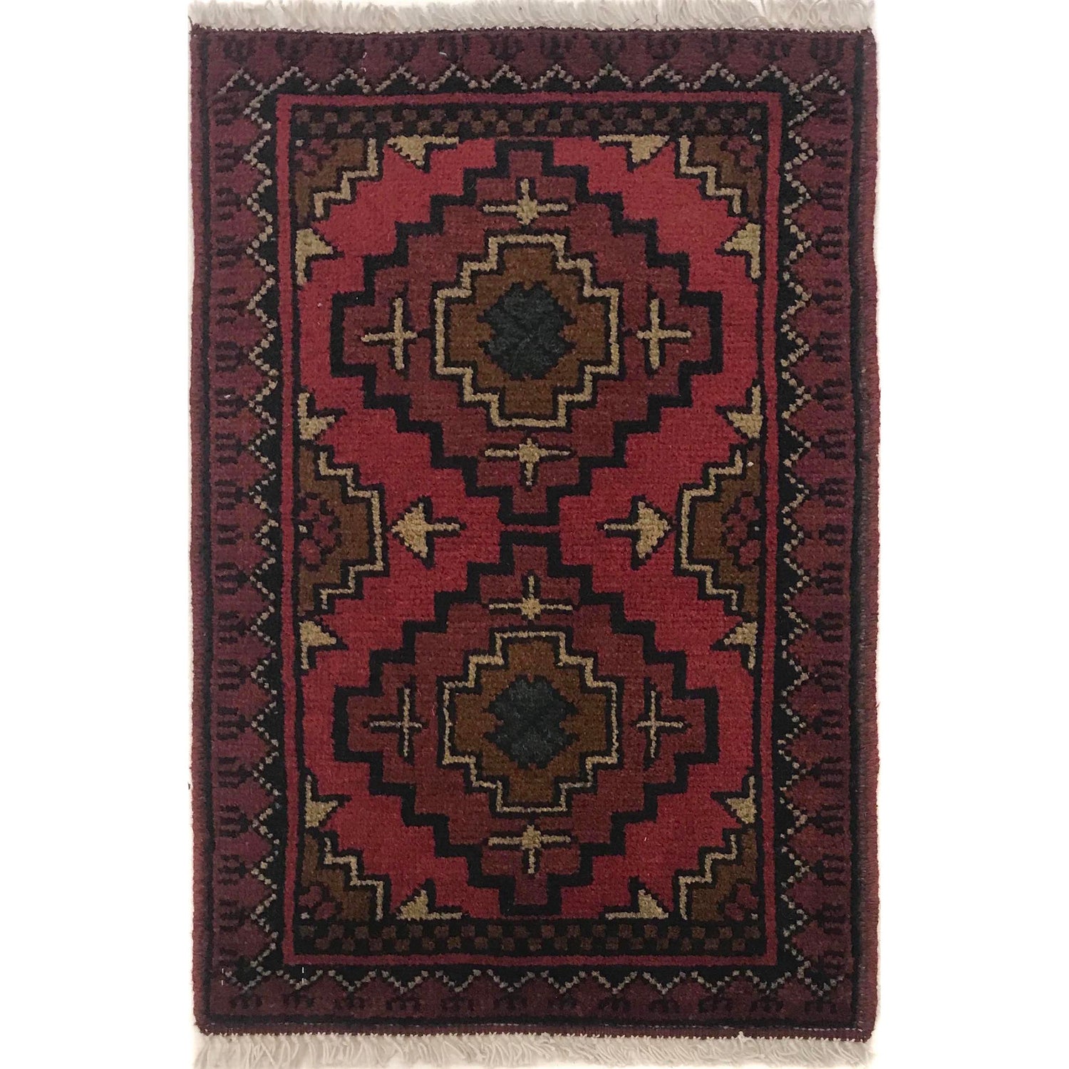 Handmade Wool Doormat Red Floral