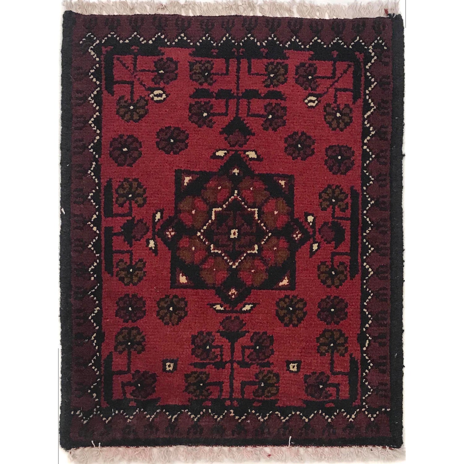 Handmade Wool Doormat Red Floral