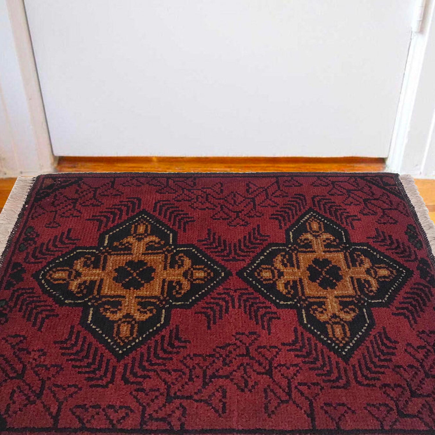 Handmade Wool Doormat Red Floral