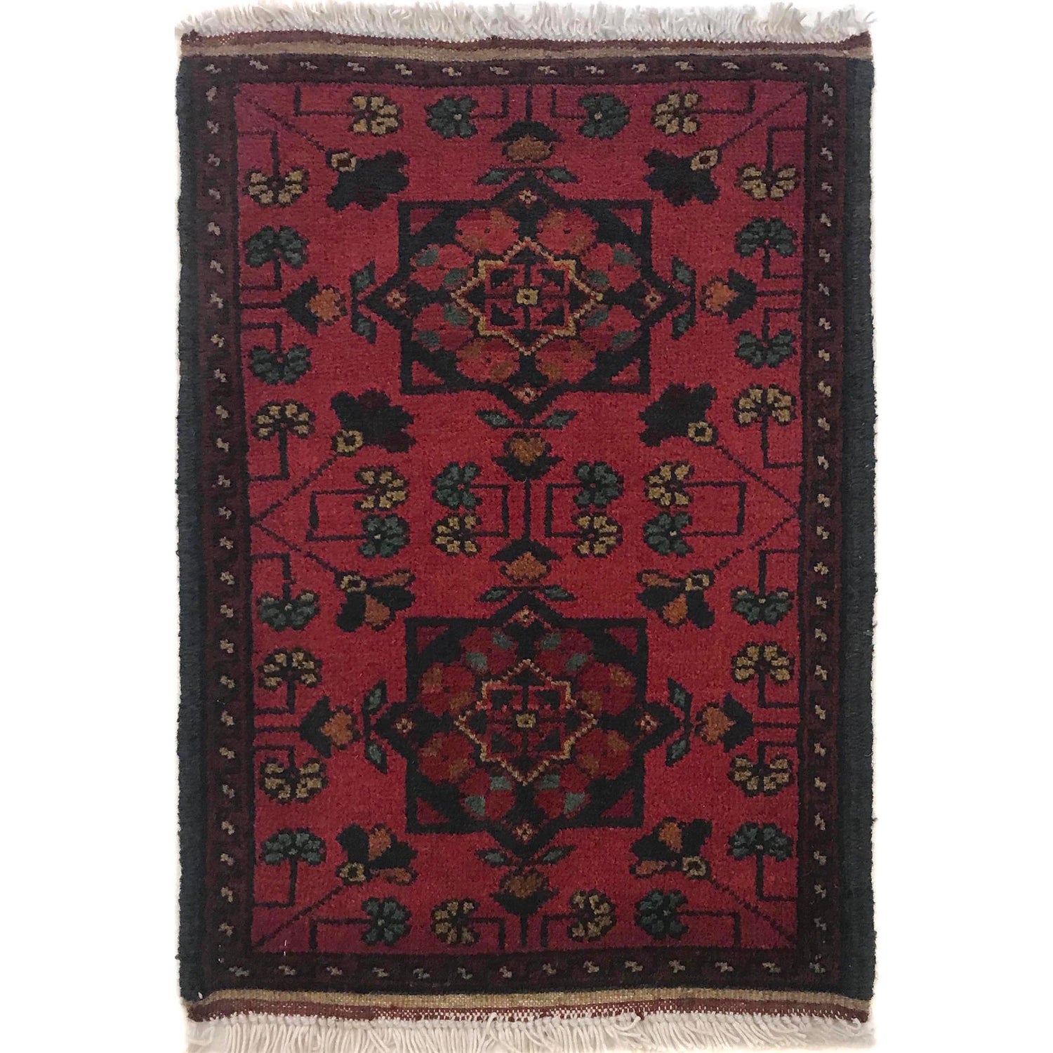 Handmade Wool Doormat Red Floral