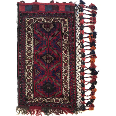 Balisht Area Rug Handmade Red Geometric 2x3 ft