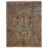Sultani Area Rug Handmade Gray Floral 7x10 ft