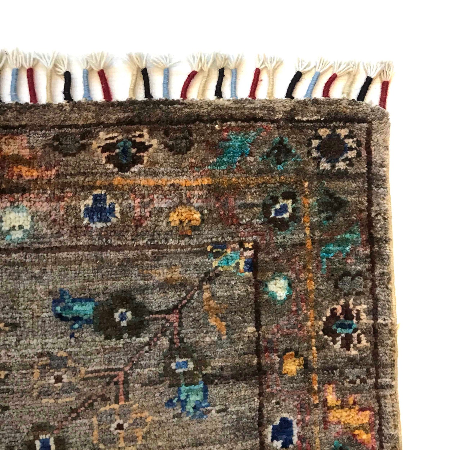 Sultani Area Rug Handmade Gray Floral 7x10 ft