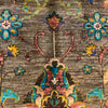 Sultani Area Rug Handmade Gray Floral 7x10 ft
