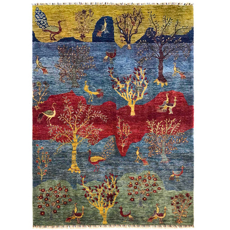Tree Of Life Area Rug Handmade Multi Floral 7x10 ft