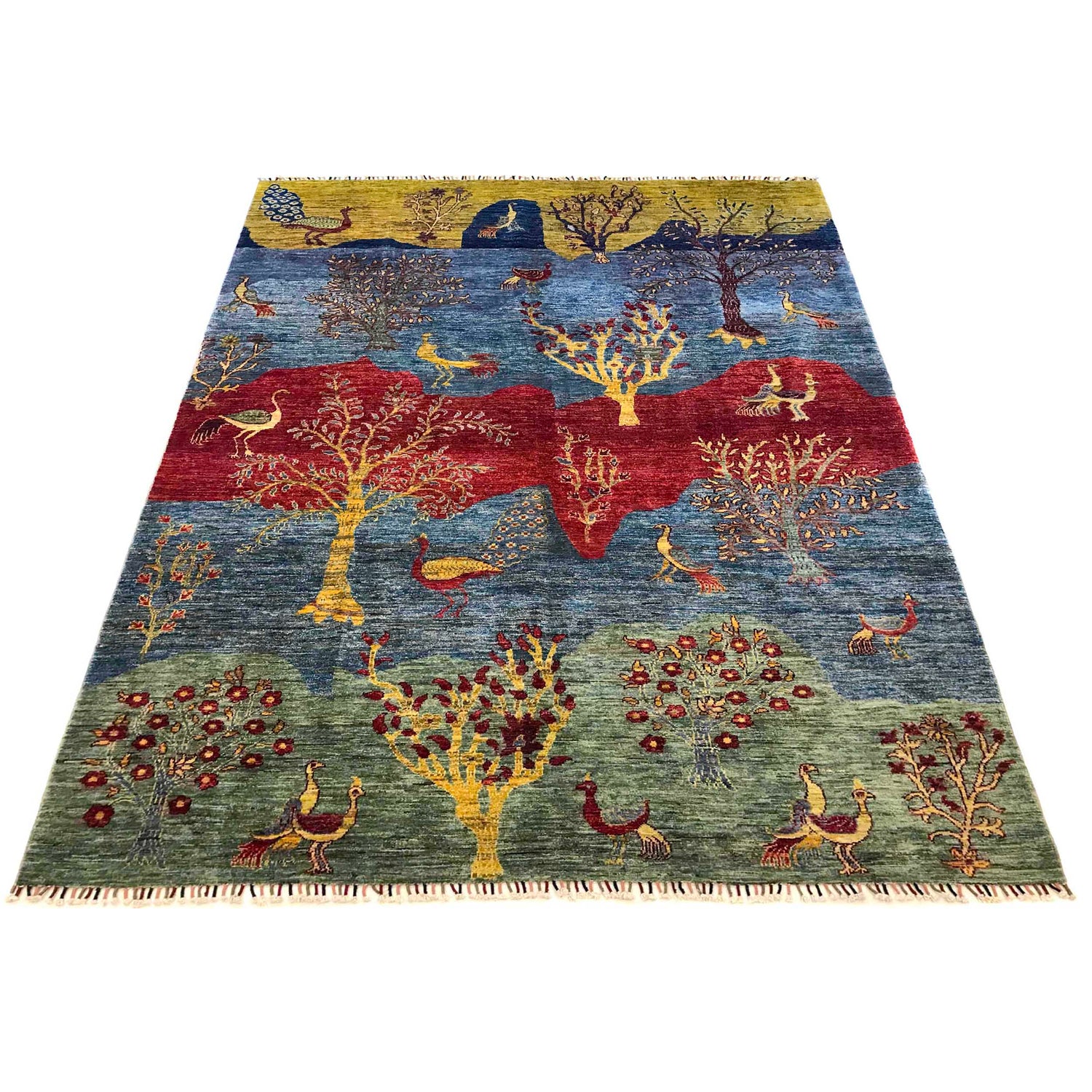 Tree Of Life Area Rug Handmade Multi Floral 7x10 ft