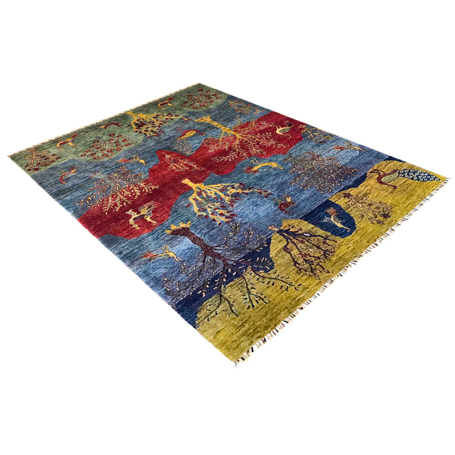 Tree Of Life Area Rug Handmade Multi Floral 7x10 ft
