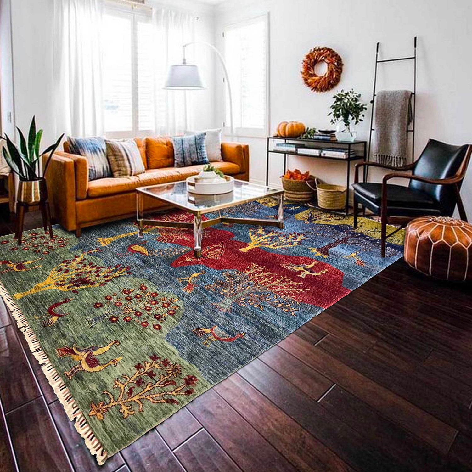 Tree Of Life Area Rug Handmade Multi Floral 7x10 ft