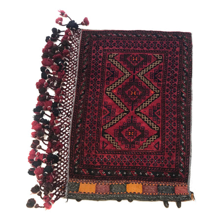Balisht Area Rug Handmade Red Geometric 2x3 ft