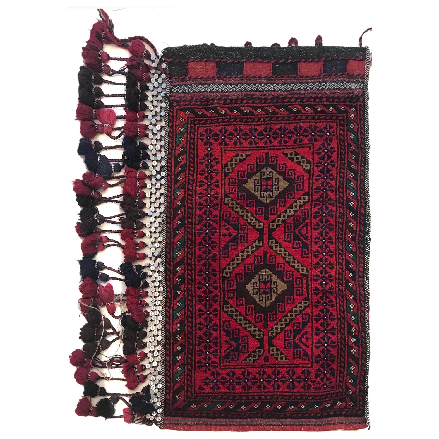 Balisht Area Rug Handmade Red Geometric 2x3 ft